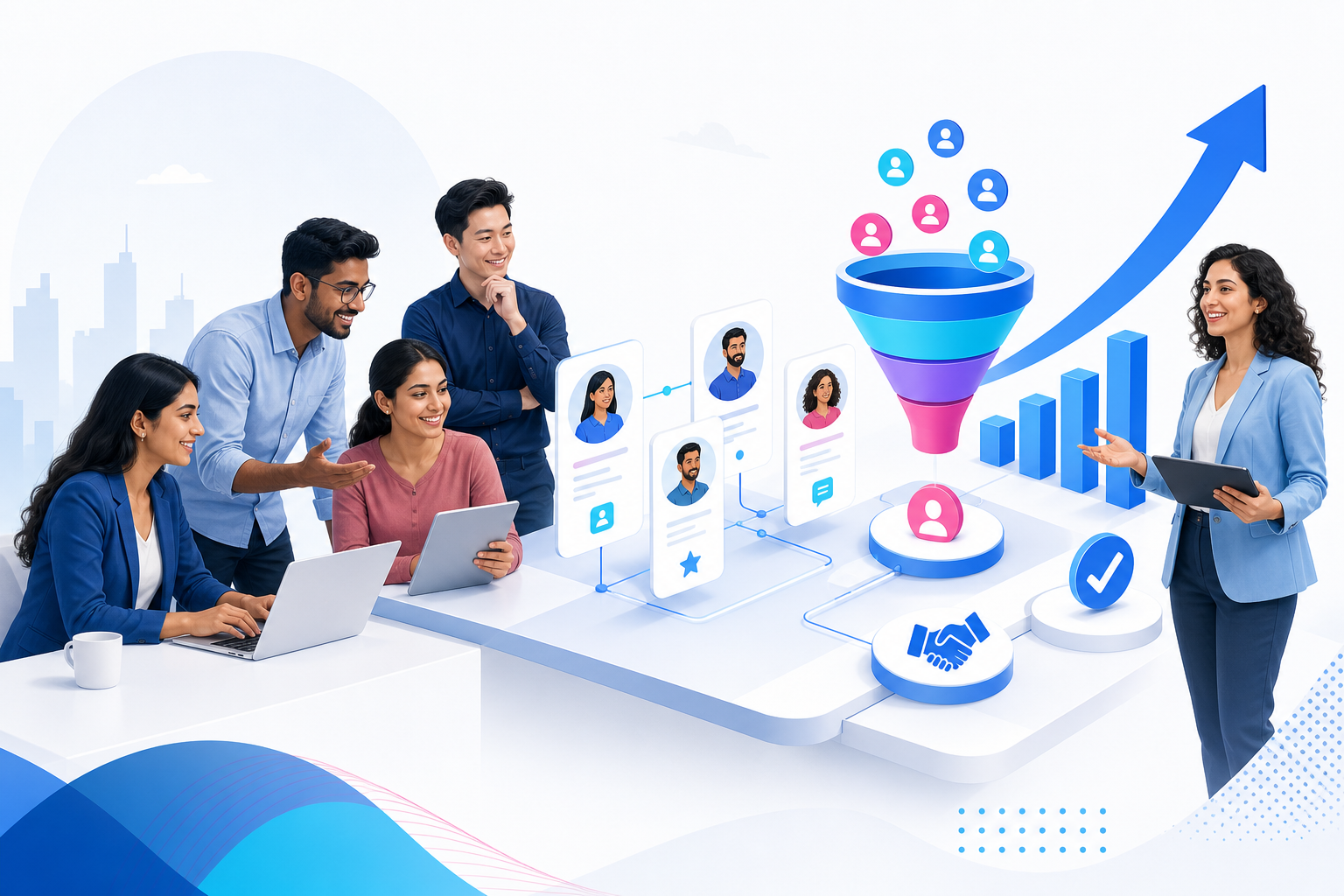 Sales team managing leads and growing the business with Avinix CRM